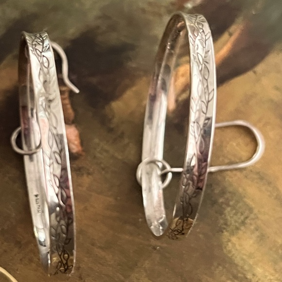 Silpada .925 Sterling Silver Etched Hoop Earrings - Picture 2 of 9